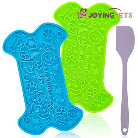 JoyingPets Licking Mat for Dogs Cats 2 Pack (Blue & Green)