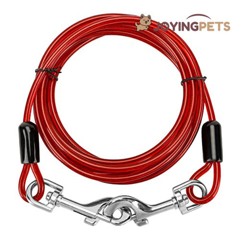 JoyingPets Dog Tie Out Cable and Stake（Red & 10FT tie only）
