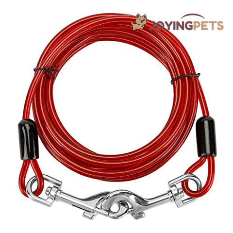 JoyingPets Dog Tie Out Cable and Stake（Red & 20FT tie only）